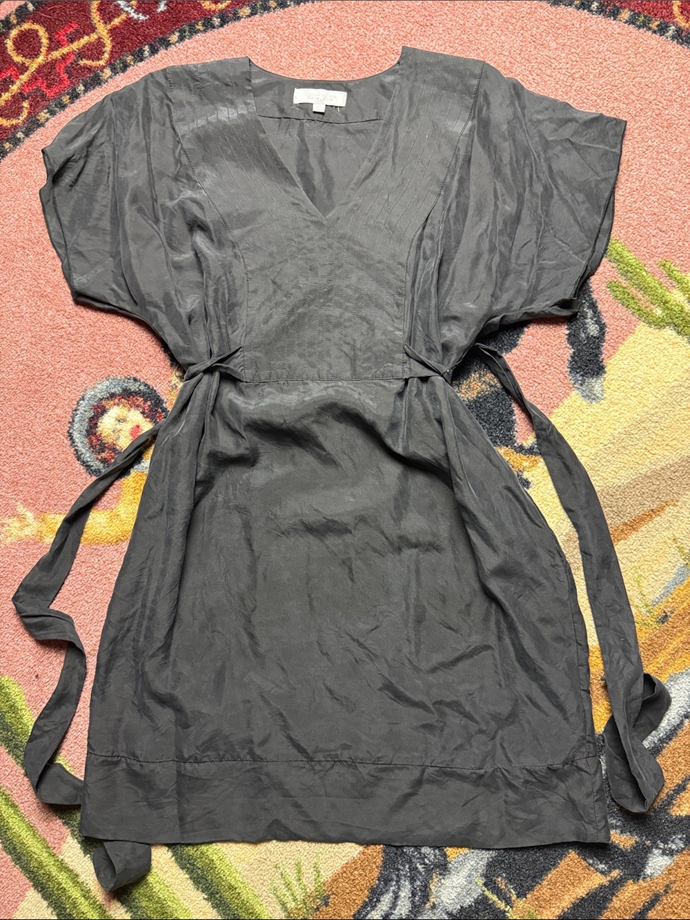VINTAGE SILK DRESS BLACK SM